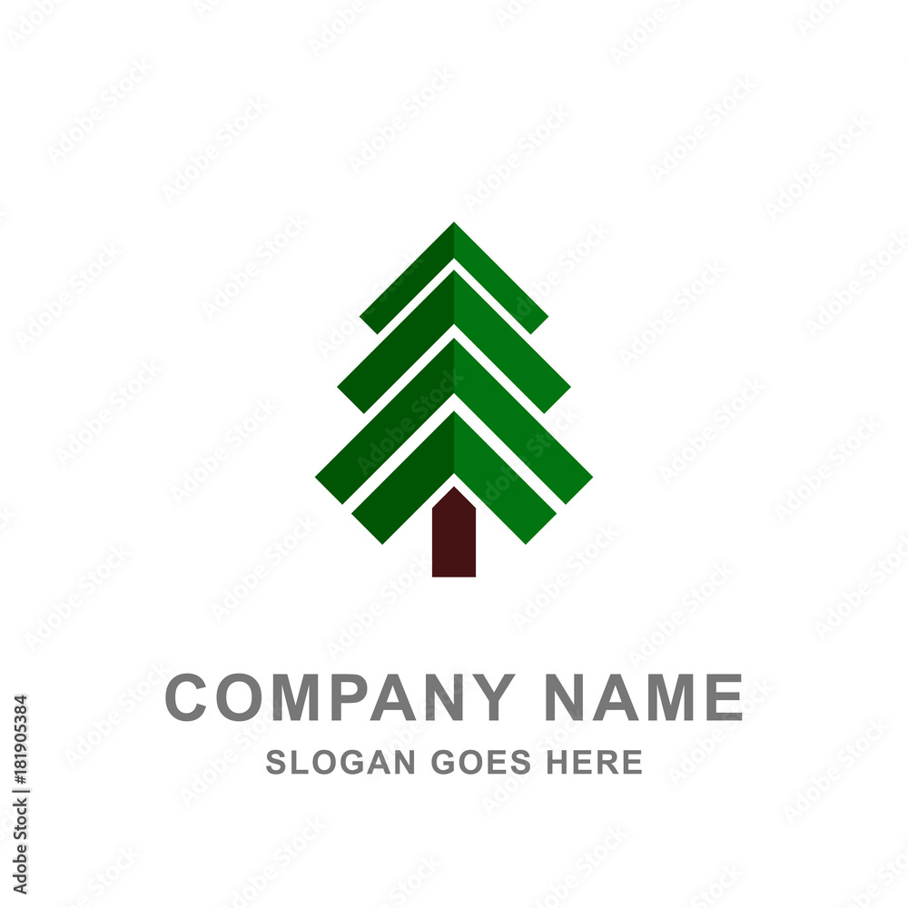 Christmas Pine Tree Logo Vector Icon - obrazy, fototapety, plakaty 
