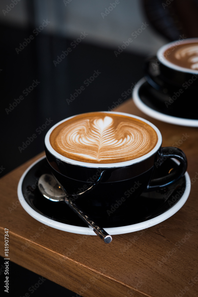 Fototapeta coffee latte art in coffee shop