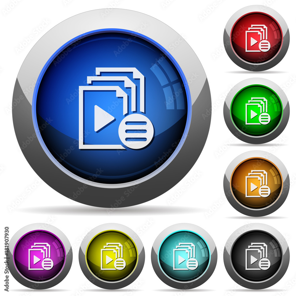 Playlist options round glossy buttons Playlist options round glossy buttons