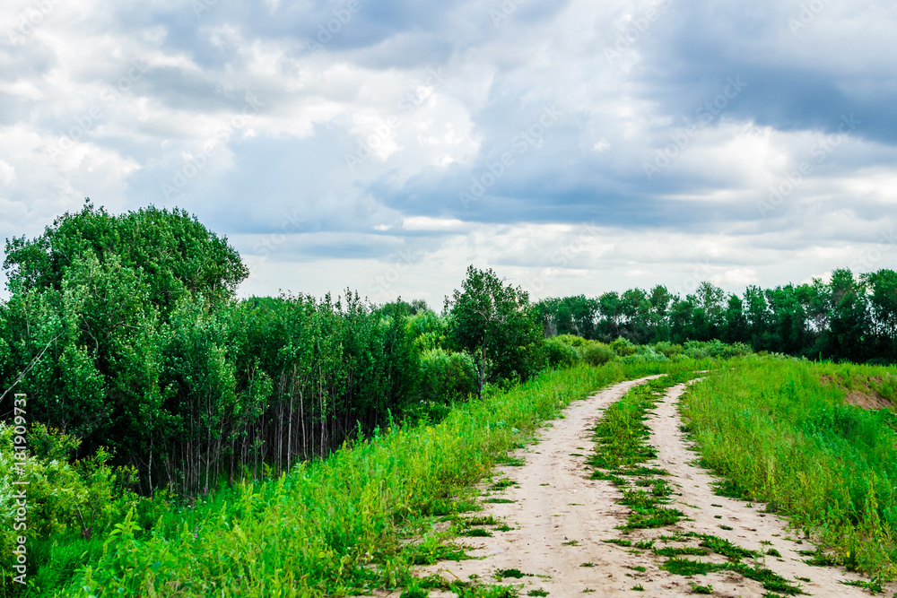 road on the background of clouds