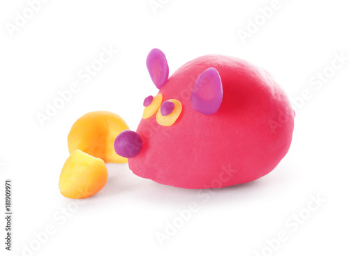 Plasticine mouse on white background