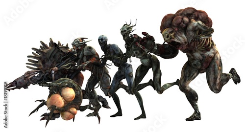 Cyborgs monsters 3d illustration