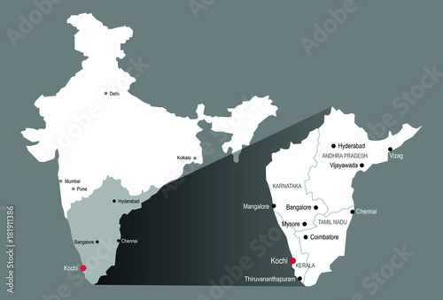 Kochi India Map With City Labels