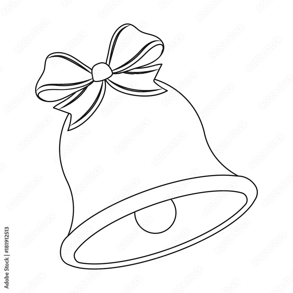 Christmas Bell single icon in outline style for design. Christmas vector  symbol stock illustration web. Stock Vector