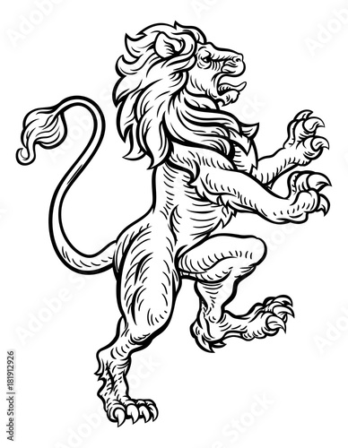 Lion Heraldic Style Drawing