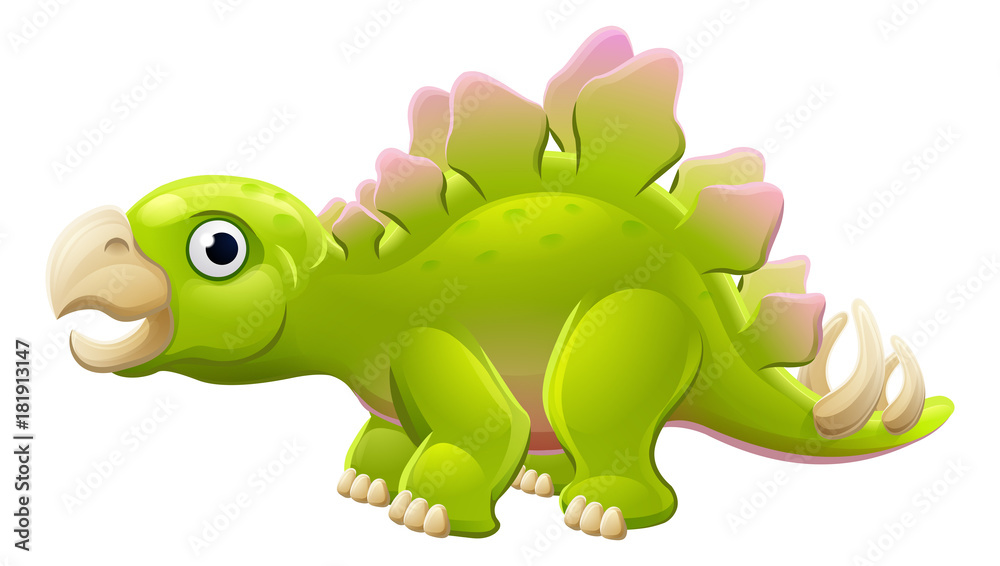 Fototapeta premium Cute Stegosaurus Cartoon Dinosaur