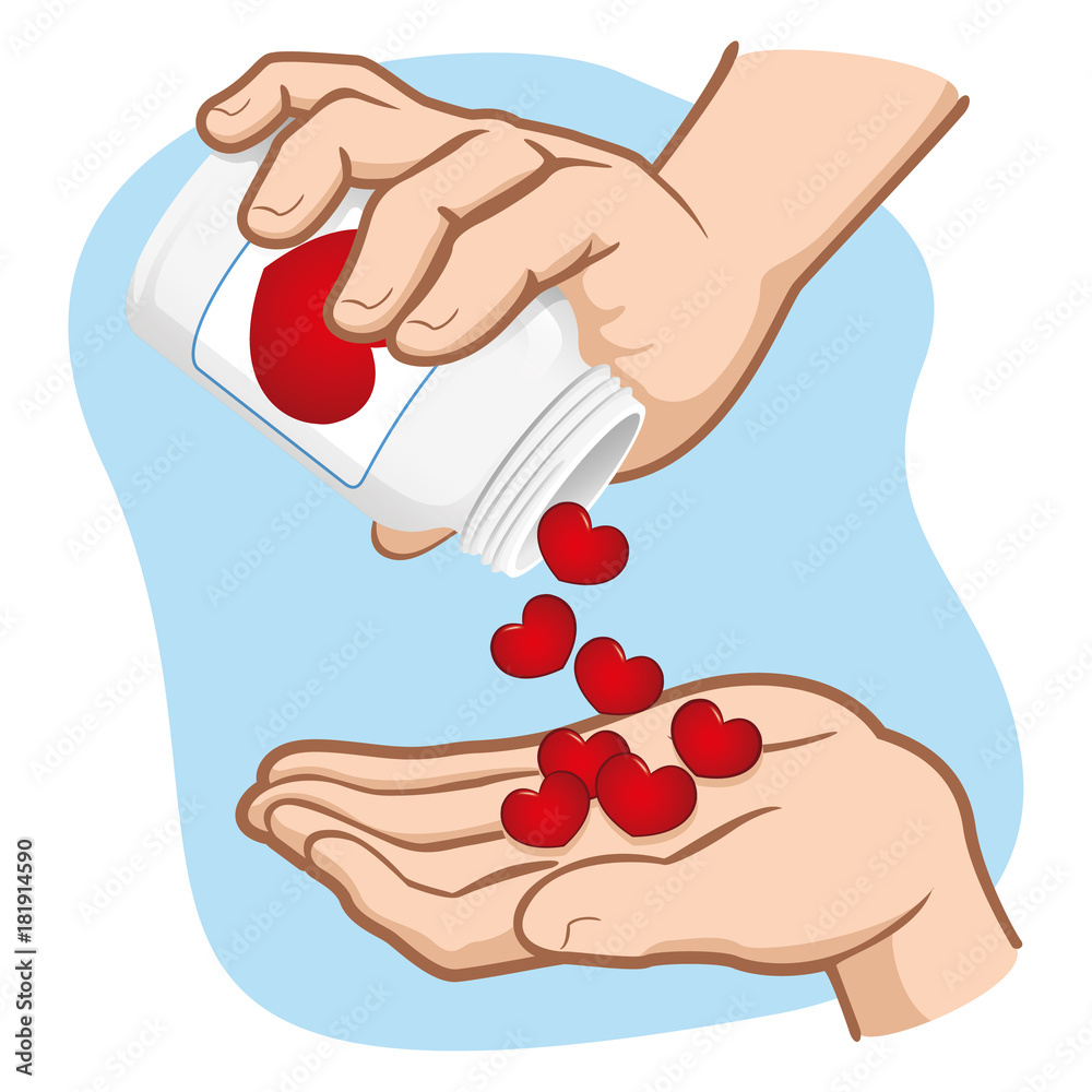 Illustration of person, hands picking up hearts in a jar, doses of love and affection, caucasian. Ideal for motivational and emotional materials Illustration of person, hands picking up hearts in a jar, doses of love and affection, caucasian. Ideal for motivational and emotional materials