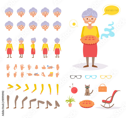 Grandmother for animation. Poses