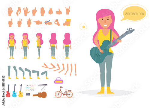 Hipster woman for animation.