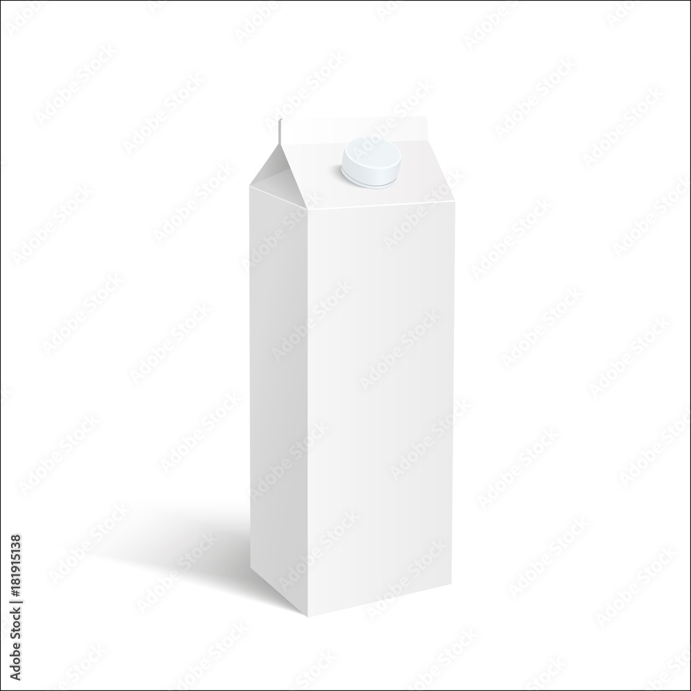 Juice and milk blank white carton box. Mockup carton box. Vector illustration Juice and milk blank white carton box. Mockup carton box. Vector illustration
