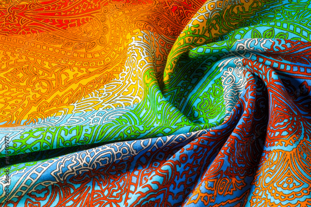 Texture, background. pattern. Fabric cotton bright. Kalamkari paisley  cotton fabric hand painted red brown beige blue saree blouse home decor  cushion cover ethnic Indian cotton Natural dyed Stock-Foto | Adobe Stock