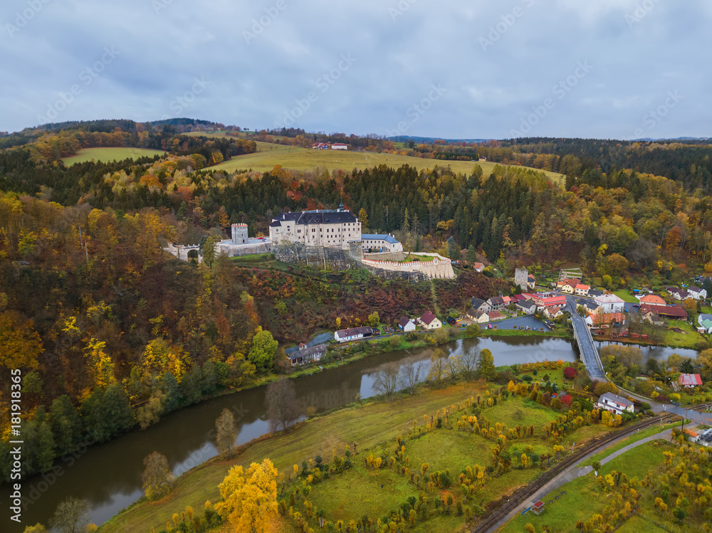 Castle Sternberk in Czech Republic - aerial view