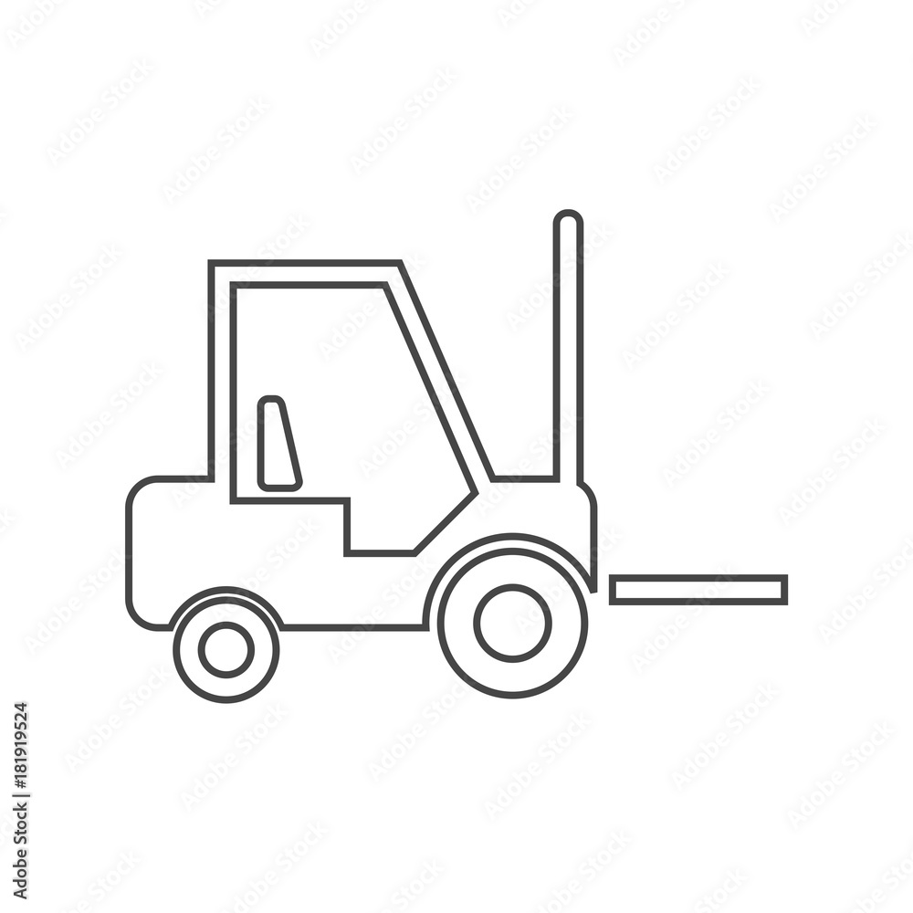 Line Forklift icon, Forklift truck side and front silhouette Line Forklift icon, Forklift truck side and front silhouette