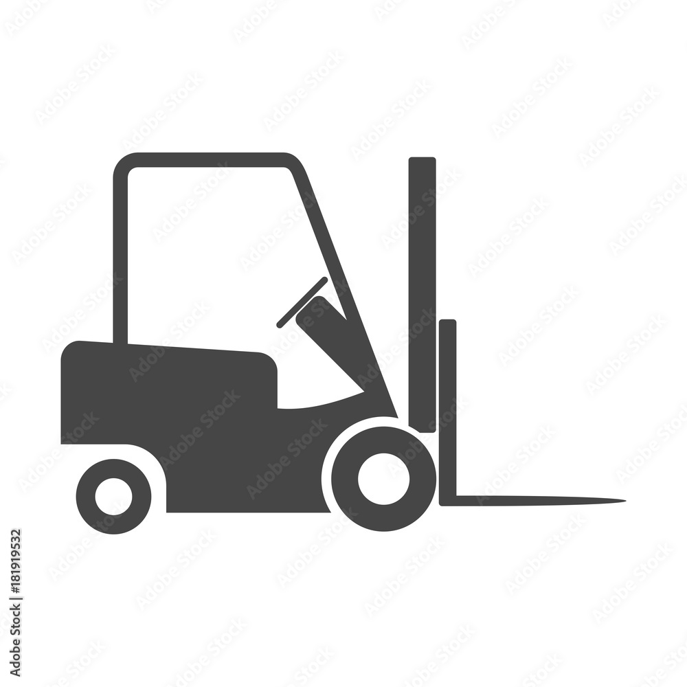 Forklift icon, Forklift truck side and front silhouette