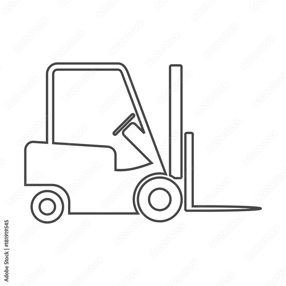 Line Forklift icon, Forklift truck side and front silhouette