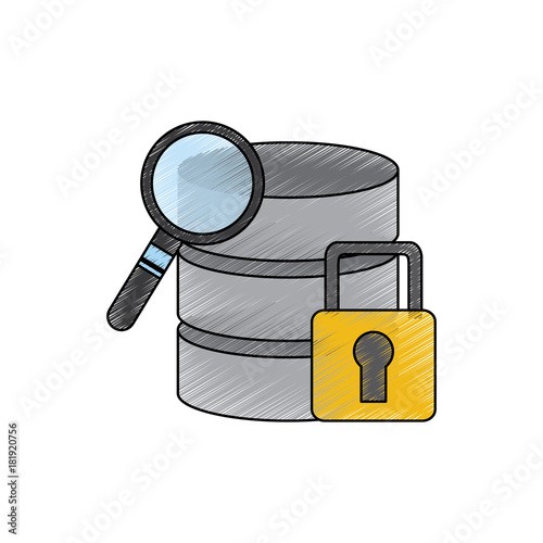 database search safety lock data center icon image vector illustration design 