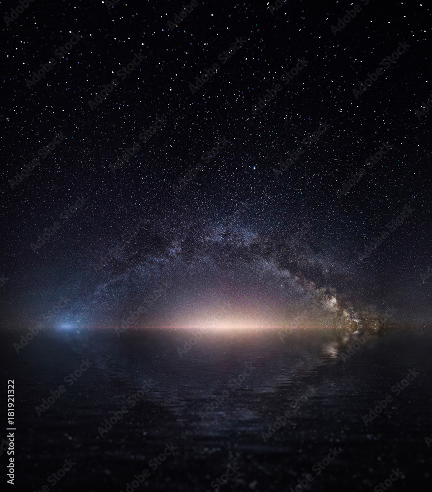 Milky way and starry sky. panorama of the night sky