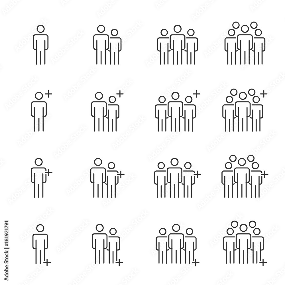 People Icons Line Work Group Team Vector People Icons Line Work Group Team Vector