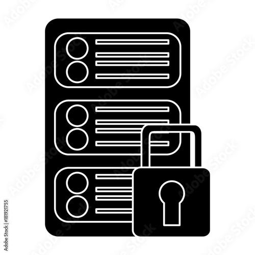 server security safety lock web hosting icon image vector illustration design  black and white