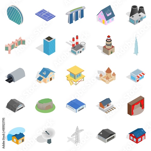 Stock icons set, isometric style