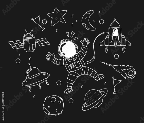 astronaut in the space doodle art