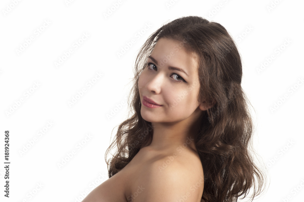 Emotional portrait of girl on white background. Emotional portrait of girl on white background.