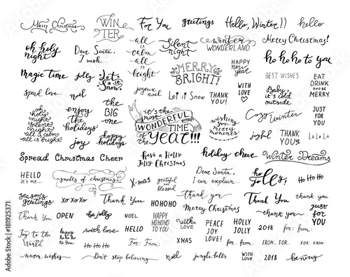 Merry Christmas hand lettering set.