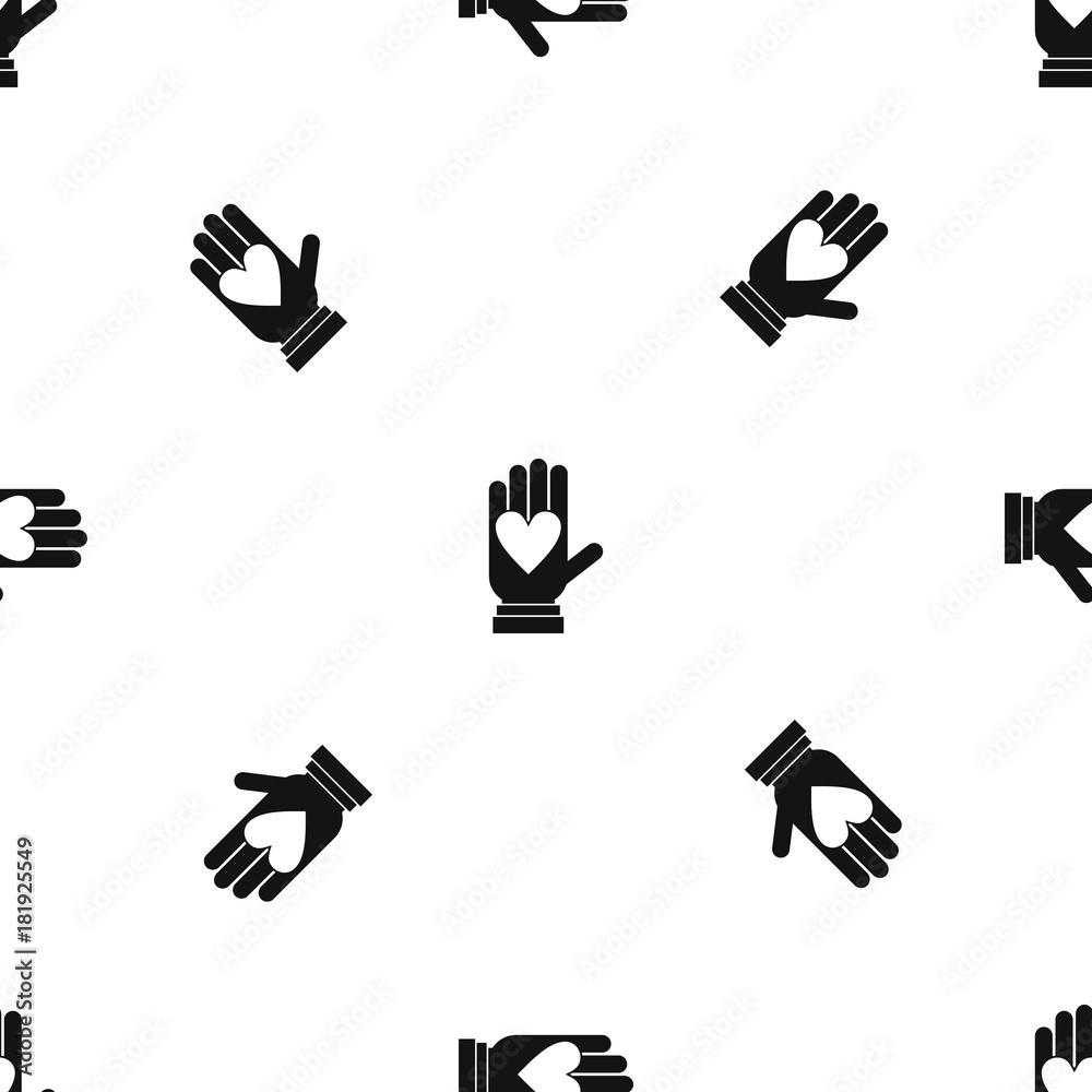 Fototapeta premium Hand with heart pattern seamless black