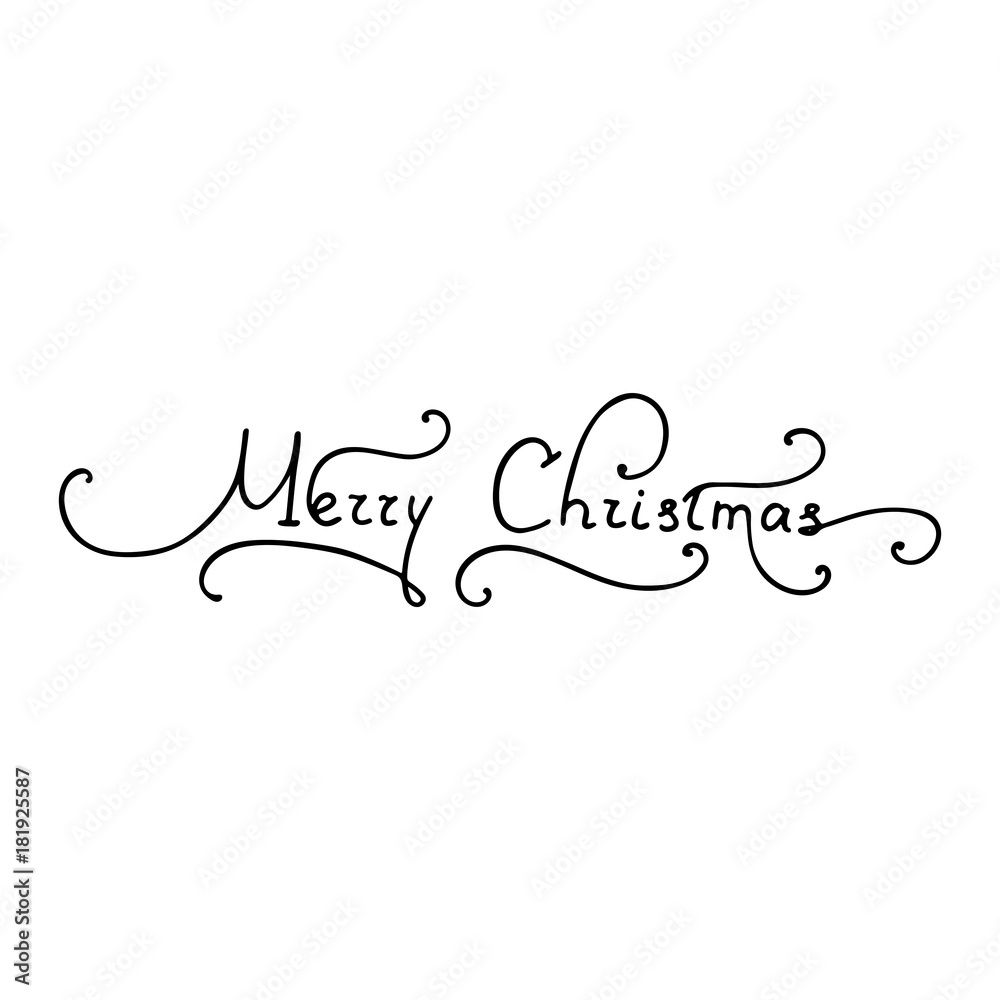 Merry Christmas hand lettering. Vector calligraphy.