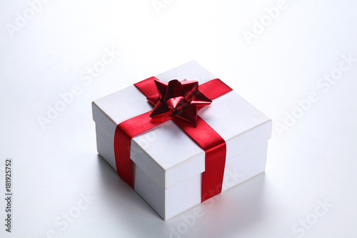 Christmas composition with gift box and decorations © lenetsnikolai