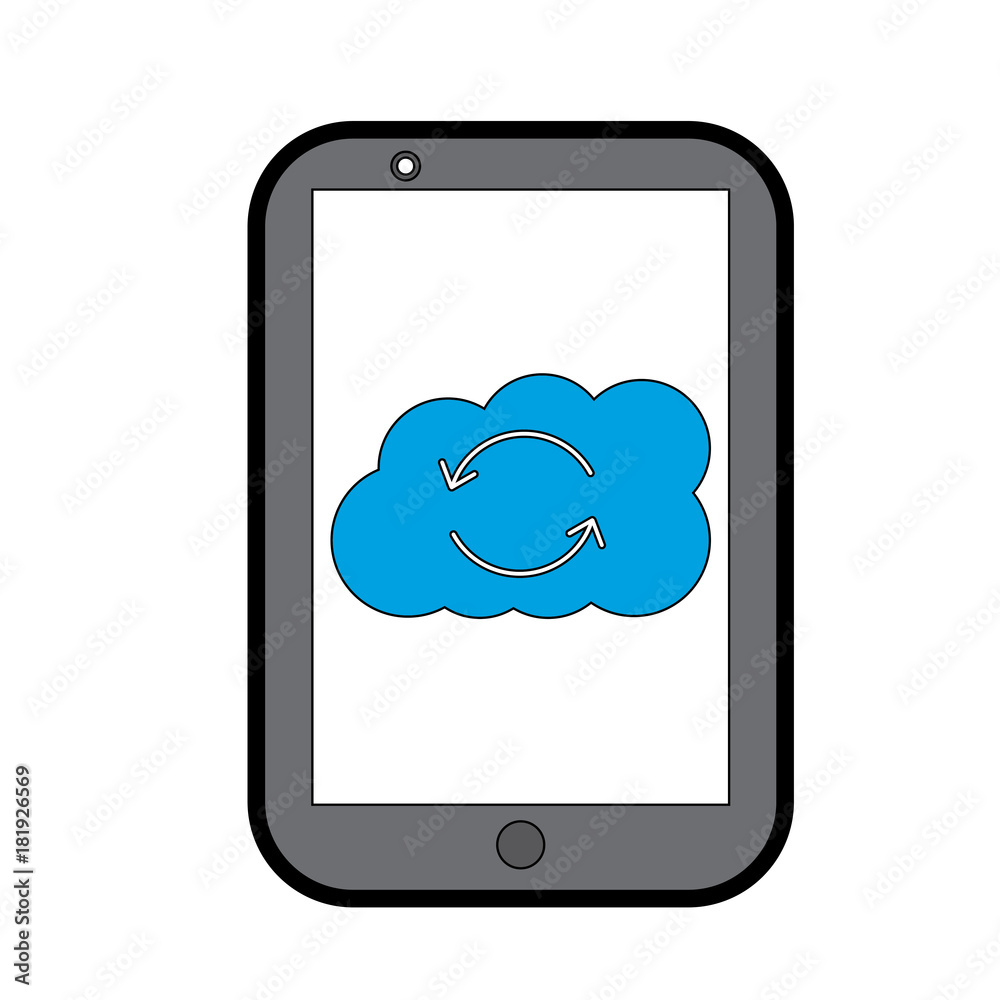 mobile cloud storage hosting system process vector illustration mobile cloud storage hosting system process vector illustration