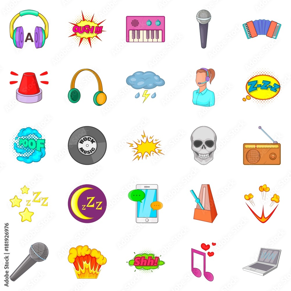 Audio icons set, cartoon style Audio icons set, cartoon style