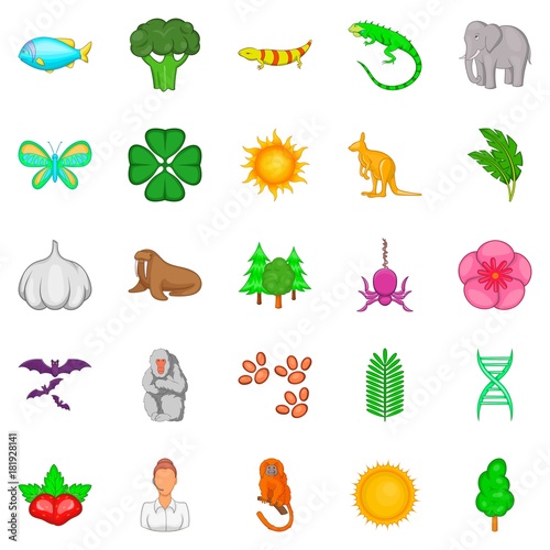 Instinct icons set, cartoon style