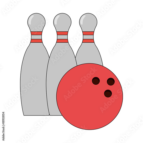Bowling pins and ball
