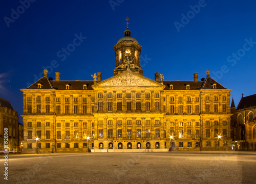 Royal Palace on the dam square in Amsterdam