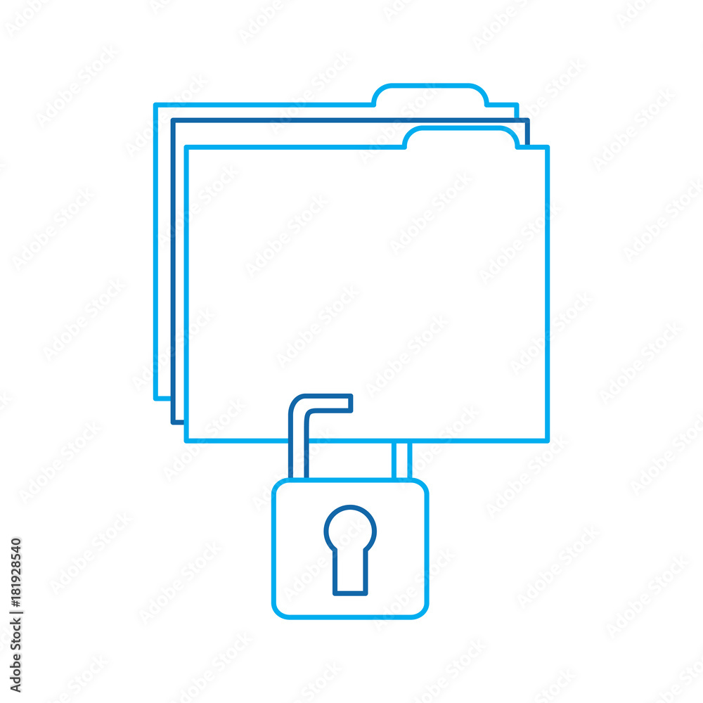 file folder with safety lock icon image vector illustration design blue line file folder with safety lock icon image vector illustration design blue line