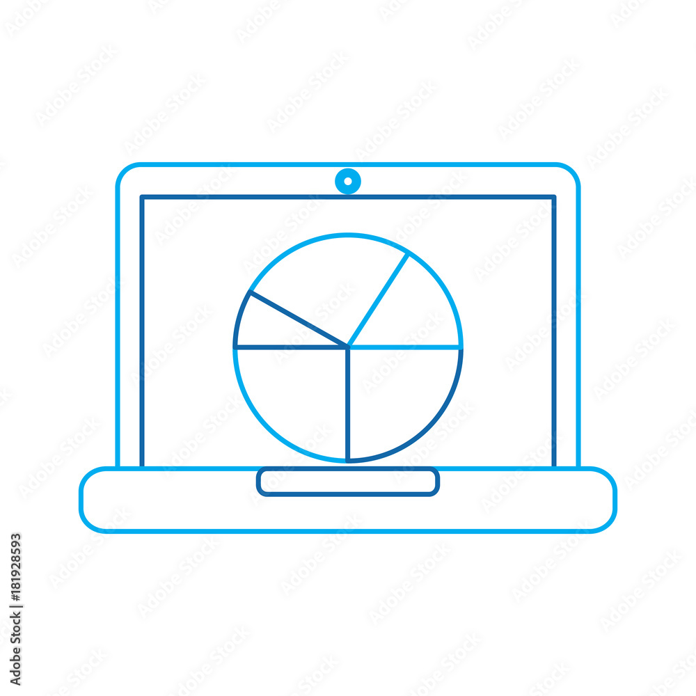 pie graph chart on laptop screen icon image vector illustration design blue line pie graph chart on laptop screen icon image vector illustration design blue line