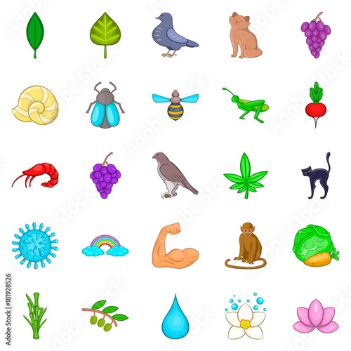 Full blooded icons set, cartoon style