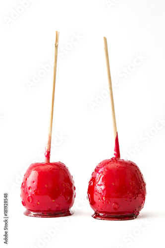 Candy Christmas apples isolated on white background 