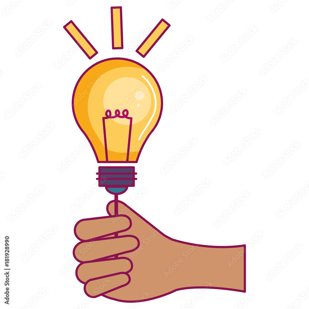 Fototapeta premium hand human with bulb light vector illustration design