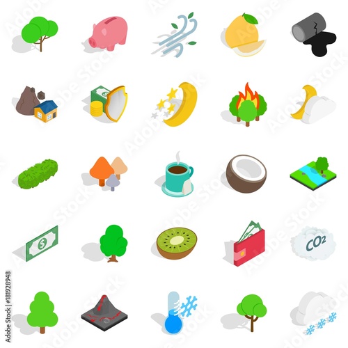 Living planet icons set, isometric style