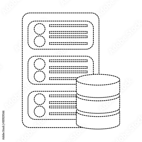 server with database web hosting icon image vector illustration design  black dotted line