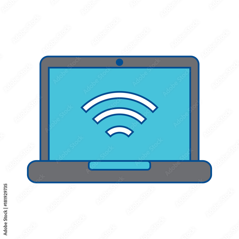 wifi signal on laptop screen icon image vector illustration design grey and blue wifi signal on laptop screen icon image vector illustration design grey and blue