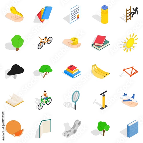 Stamina icons set, isometric style
