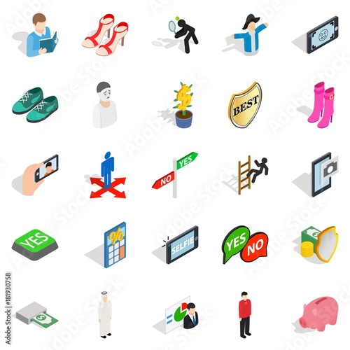 Personage icons set, isometric style
