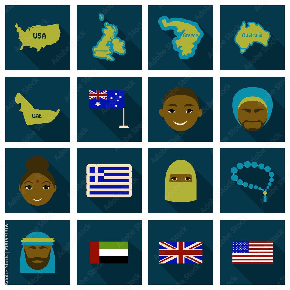 Flat Round Icons of All World Flags. Ultimate Vector Collection. Stock