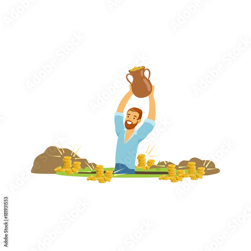 Bearded treasure seeker found gold coins in the ground