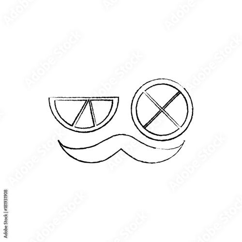 mustache and two slice lime mexican symbol vector illustration