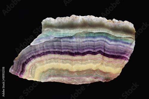 Rainbow Fluorite -beautiful polished banded slice from South Africa.Calcium fluoride (Fluorite) is known as the most colorful mineral in the world due to the many colors it exhibits due to impurities