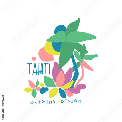 Exotic summer vacation colorful Tahiti logo